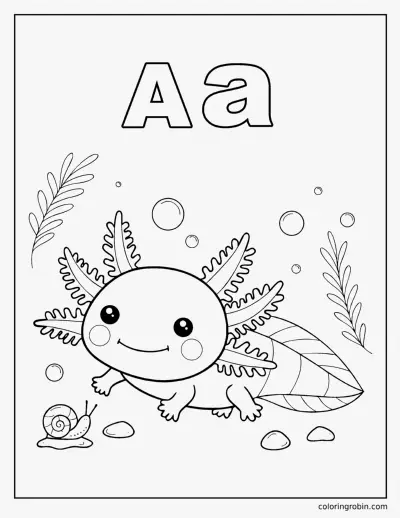 A Is for Axolotl coloring page