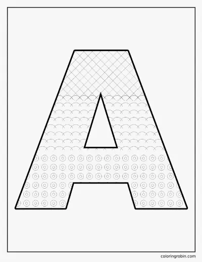 Patterned Letter A coloring page