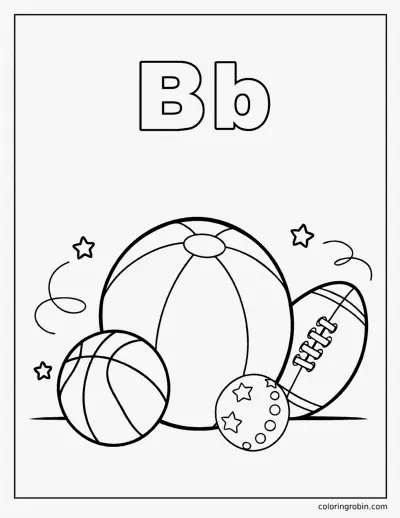 B Is for Ball coloring page
