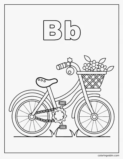 B Is for Bicycle coloring page