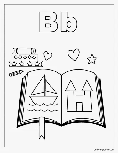 B Is for Book coloring page