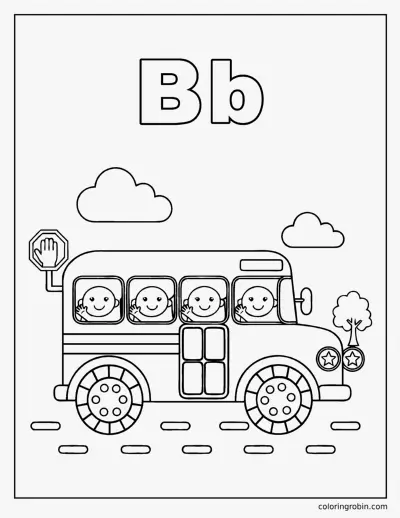 B Is for Bus coloring page