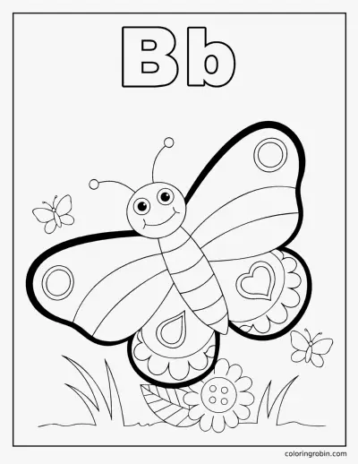 B Is for Butterfly coloring page