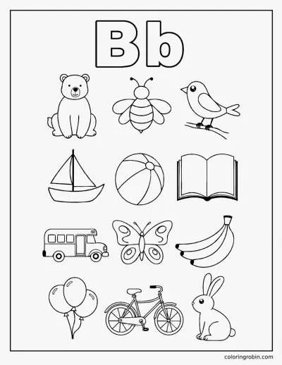 Twelve B Words coloring page