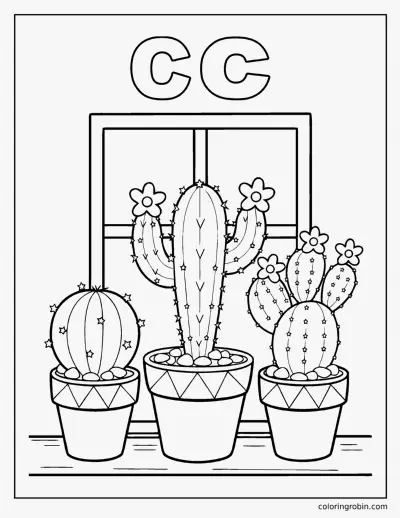 C Is for Cactus coloring page