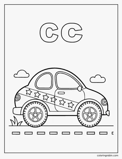 C Is for Car coloring page