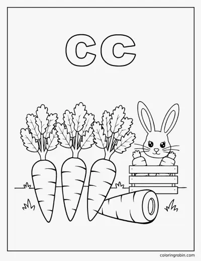 C Is for Carrot coloring page