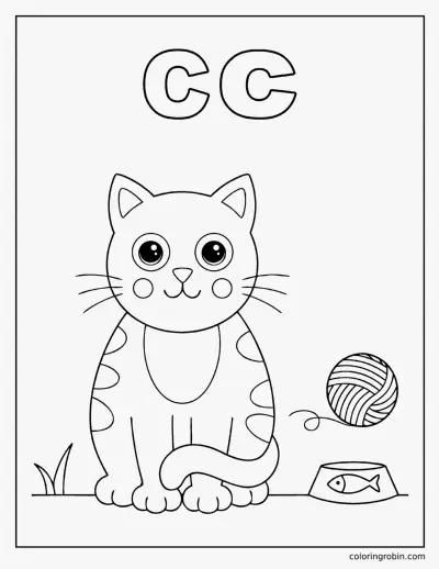 C Is for Cat coloring page