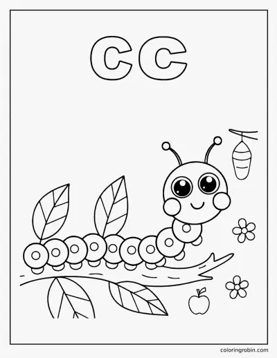 C Is for Caterpillar coloring page