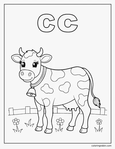 C Is for Cow coloring page