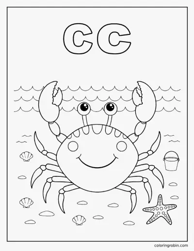 C Is for Crab coloring page