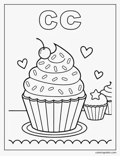 C Is for Cupcake coloring page