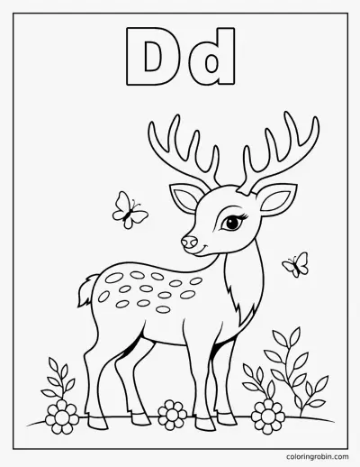 D Is for Deer coloring page