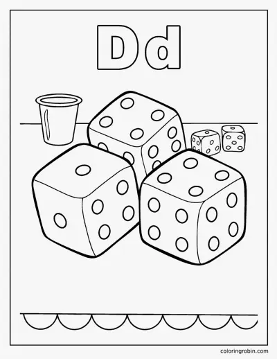 D Is for Dice coloring page