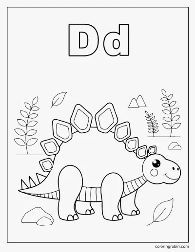 D Is for Dinosaur coloring page