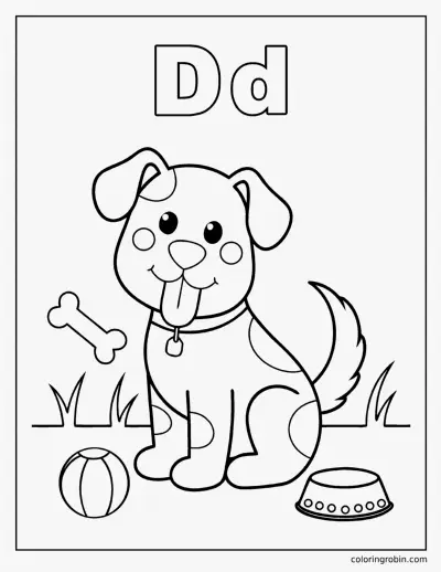 D Is for Dog coloring page