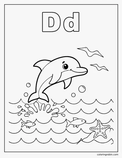 D Is for Dolphin coloring page