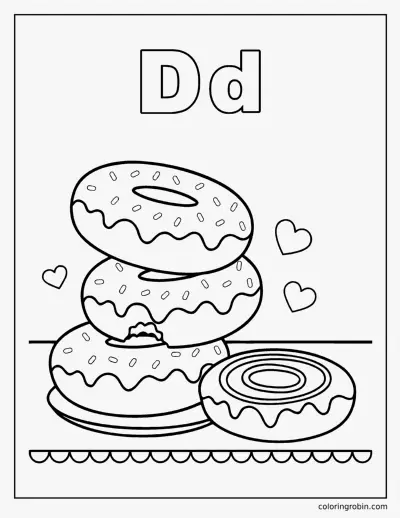 D Is for Doughnut coloring page
