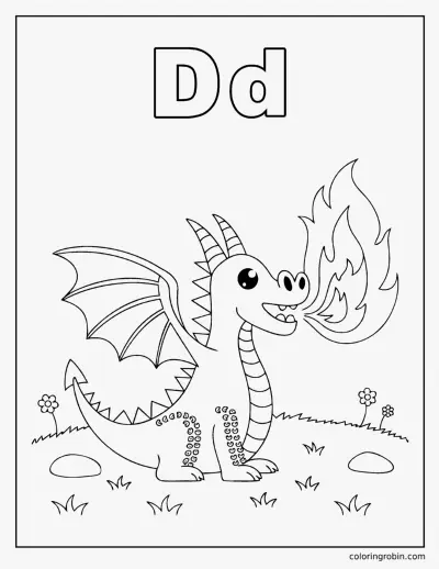 D Is for Dragon coloring page