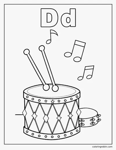 D Is for Drum coloring page