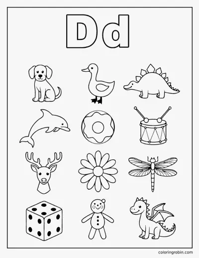 Twelve D Words coloring page