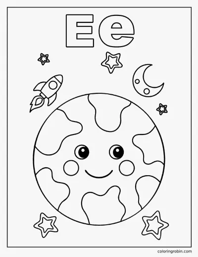E Is for Earth coloring page