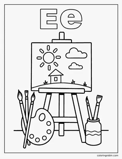 E Is for Easel coloring page