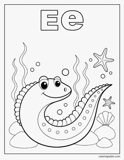 E Is for Eel coloring page