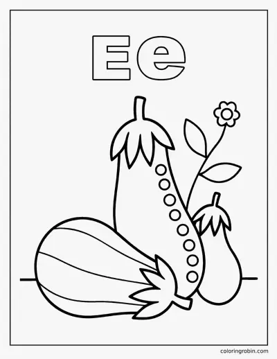 E Is for Eggplant coloring page