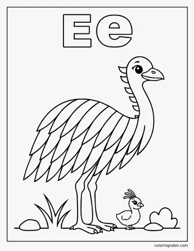 E Is for Emu coloring page