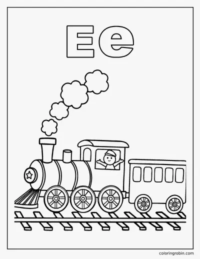 E Is for Engine coloring page