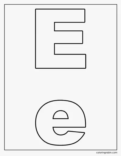 Uppercase and Lowercase E coloring page