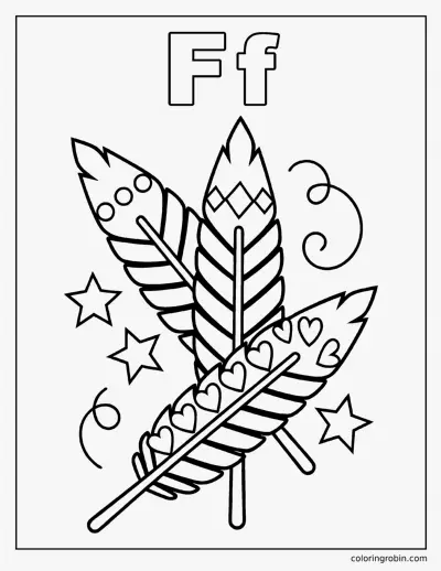 F Is for Feather coloring page