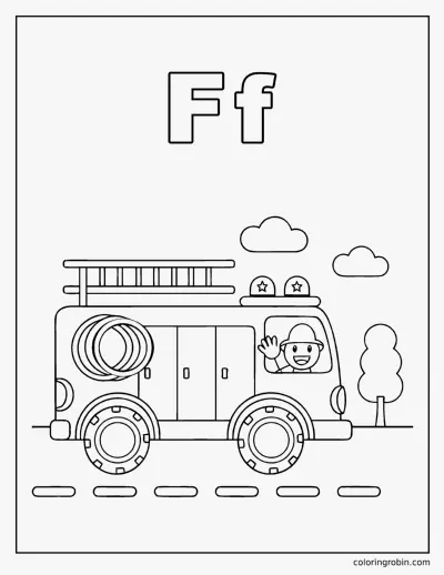 F Is for Fire Truck coloring page