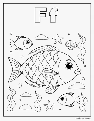 F Is for Fish coloring page