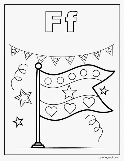 F Is for Flag coloring page