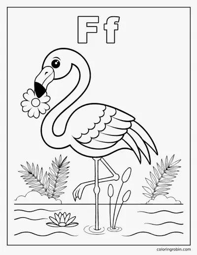 F Is for Flamingo coloring page