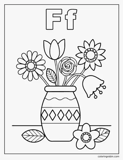 F Is for Flower coloring page