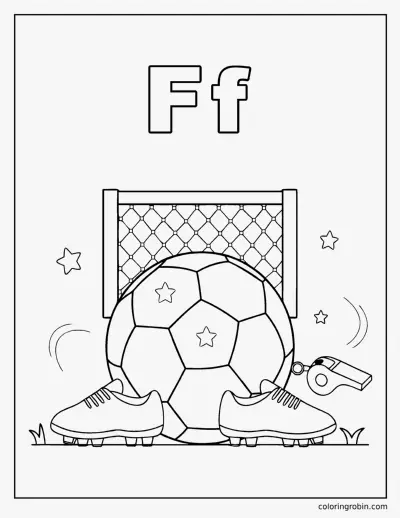 F Is for Football coloring page