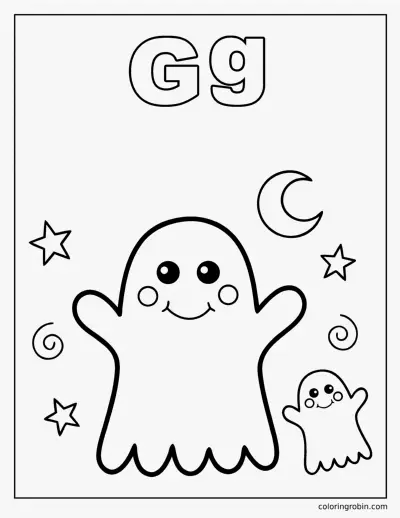G Is for Ghost coloring page