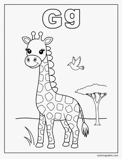 G Is for Giraffe coloring page