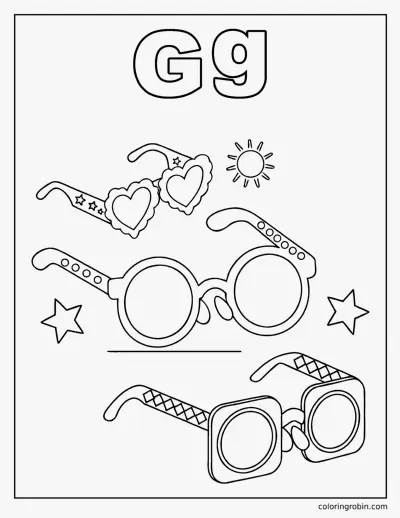 G Is for Glasses coloring page