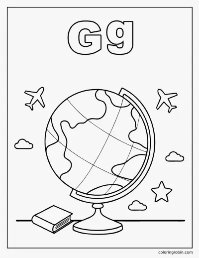G Is for Globe coloring page