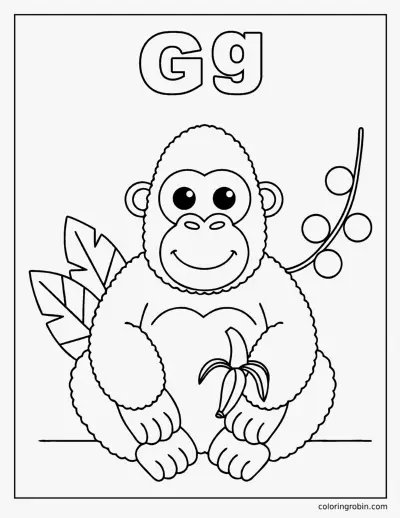 G Is for Gorilla coloring page
