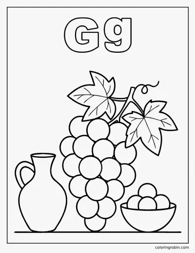 G Is for Grapes coloring page