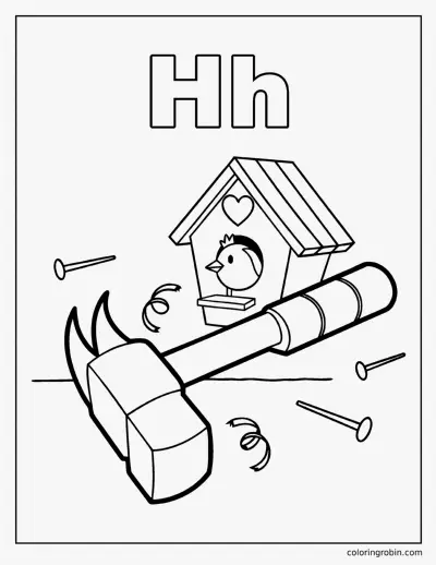 H Is for Hammer coloring page
