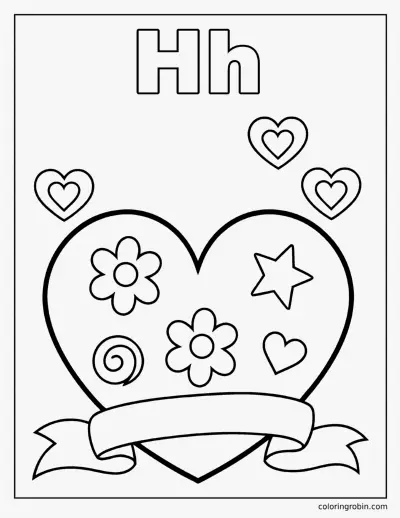 H Is for Heart coloring page