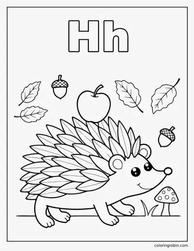 H Is for Hedgehog coloring page