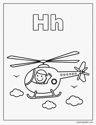 H Is for Helicopter coloring page