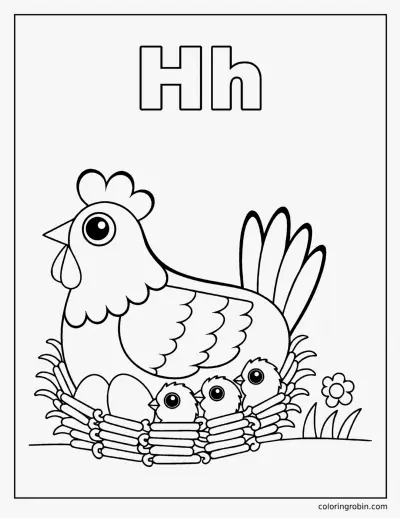 H Is for Hen coloring page